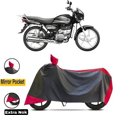 HWSXQAE Waterproof Two Wheeler Cover for Universal For Bike(MotoCorp Splendor Plus, Red, Black)