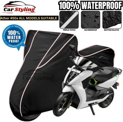 OliverX Waterproof Two Wheeler Cover for Ather(450 X, Black, White)