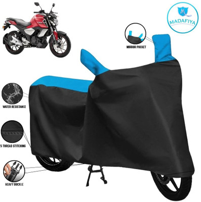MADAFIYA Waterproof Two Wheeler Cover for Yamaha(FZ S V3, Black, Blue)