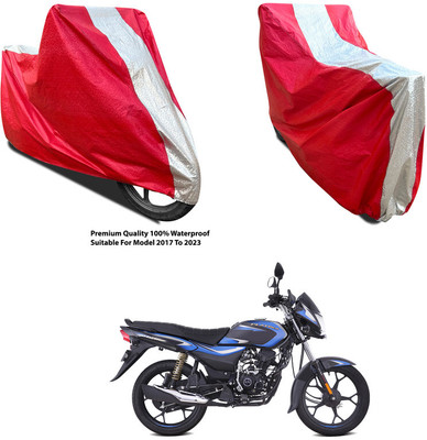 AutoGalaxy Waterproof Two Wheeler Cover for Bajaj(Platina 110 H-Gear BS6, Silver, Red)