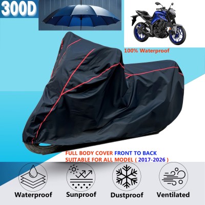 AUTOCAD Waterproof Two Wheeler Cover for Yamaha(MT 03, Black, Red)