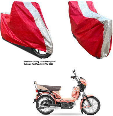 AutoGalaxy Waterproof Two Wheeler Cover for TVS(XL 100 Heavy Duty, Silver, Red)