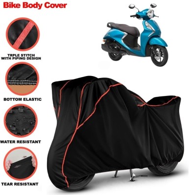 Grizzly Two Wheeler Cover for Yamaha(Fascino, Black, Red)