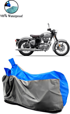 Autofly Waterproof Two Wheeler Cover for Royal Enfield(Classic Gunmetal, Grey, Blue)