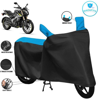 MADAFIYA Waterproof Two Wheeler Cover for Bajaj(Pulsar, Black, Blue)