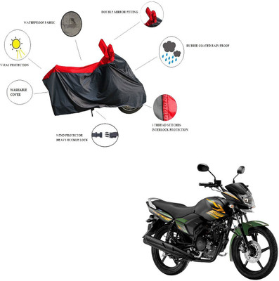 RiderShine Waterproof Two Wheeler Cover for Yamaha(Saluto, Black, Red)