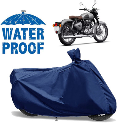 AUTOCAD Waterproof Two Wheeler Cover for Royal Enfield(Classic Gunmetal, Blue)