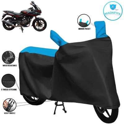 MADAFIYA Waterproof Two Wheeler Cover for Bajaj(Pulsar 220 DTS-i, Black, Blue)
