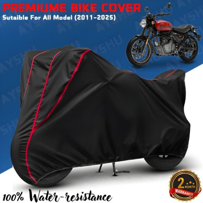 AYSHU Waterproof Two Wheeler Cover for Royal Enfield(Hunter 350, Black, Red)