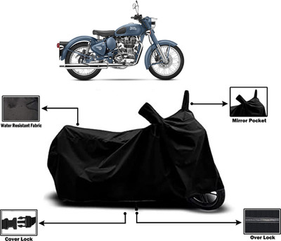 Amexride Two Wheeler Cover for Royal Enfield(Classic Squadron, Black)