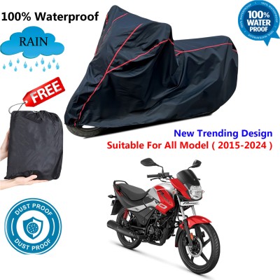 OliverX Waterproof Two Wheeler Cover for Hero(Passion Pro i3S, Black, Red)