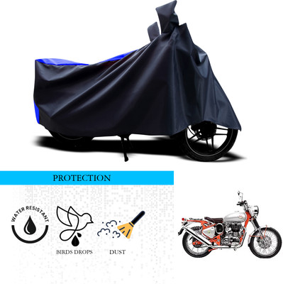 ANTHUB Waterproof Two Wheeler Cover for Royal Enfield(Bullet Trials 350, Black, Blue)