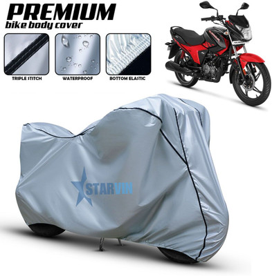 Starvin Waterproof Two Wheeler Cover for Hero(Glamour BS6, Silver, Black)