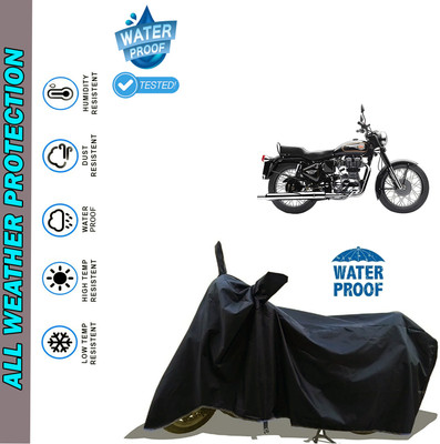 AutoGalaxy Waterproof Two Wheeler Cover for Royal Enfield(Bullet 350, Black)