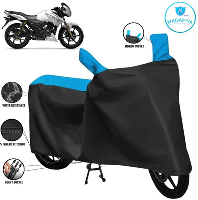 MADAFIYA Waterproof Two Wheeler Cover for TVS(Apache RTR 180, Black, Blue)