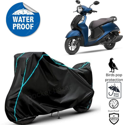 pocket bazar Waterproof Two Wheeler Cover for Yamaha(Fascino, Black)