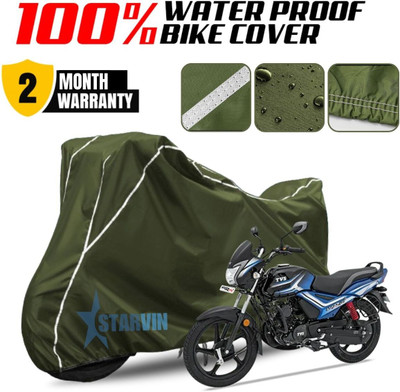 Starvin Waterproof Two Wheeler Cover for TVS(Star City BS6, Green, White)
