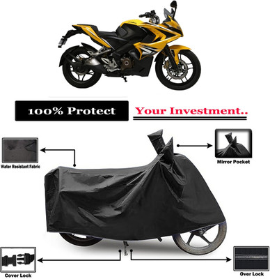 Amexride Two Wheeler Cover for Bajaj(Pulsar SS400 BS6, Black)