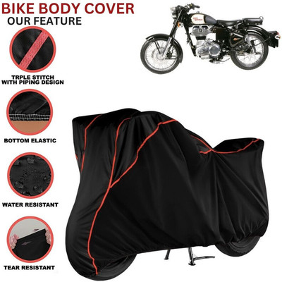 kerwa Waterproof Two Wheeler Cover for Royal Enfield(350, Black, Red)