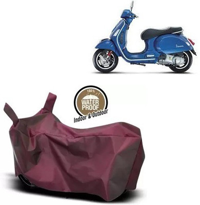 OliverX Waterproof Two Wheeler Cover for Vespa(GTS Super 300 BS6, Maroon)