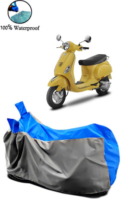 Autofly Waterproof Two Wheeler Cover for Piaggio(Vespa LX 125, Grey, Blue)