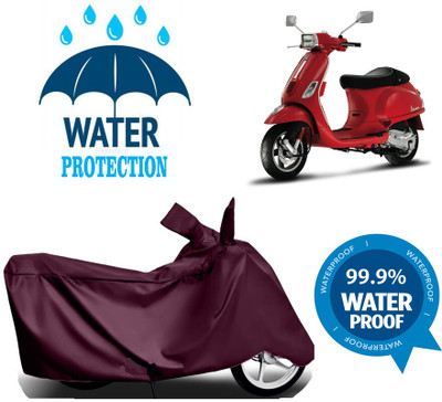 RTS COLLECTIONS Waterproof Two Wheeler Cover for Vespa(Vespa VXL 125, Maroon)