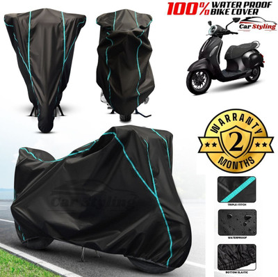 Car Styling Waterproof Two Wheeler Cover for Bajaj(Chetak, Black)