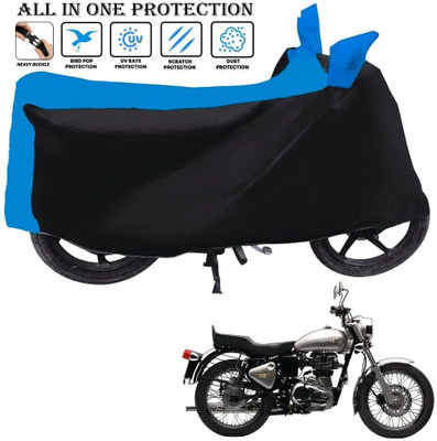 OliverX Waterproof Two Wheeler Cover for Royal Enfield(Bullet Electra Twinspark, Black, Blue)