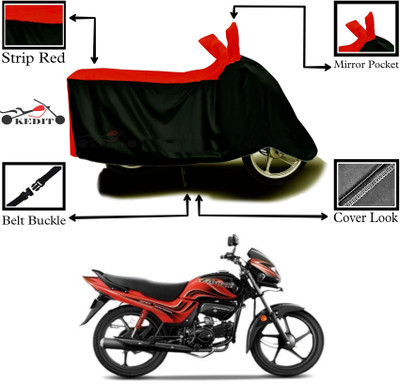 KEDIT Two Wheeler Cover for Hero(Passion Plus, Red, Black)