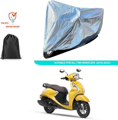 GOSHIV-car and bike accessories Waterproof Two Wheeler Cover for Yamaha(Fascino BS6, Silver)