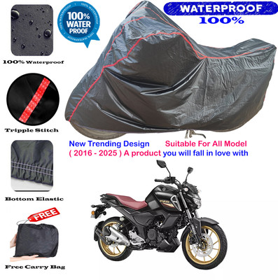 AutoGalaxy Waterproof Two Wheeler Cover for Yamaha(FZ S V3.0 FI, Black, Red)