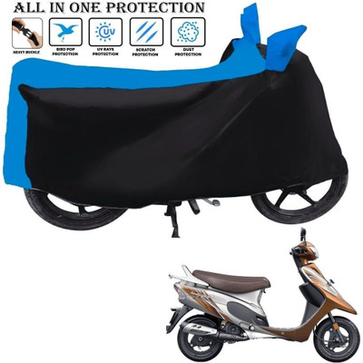 AutoGalaxy Waterproof Two Wheeler Cover for TVS(Scooty Pep Plus, Black, Blue)