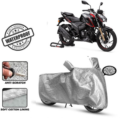 Autoinnovation Waterproof Two Wheeler Cover for TVS(Apache RTR 200 4V, Silver)