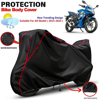 CABRY Waterproof Two Wheeler Cover for Suzuki(Gixxer SF, Black, Red)