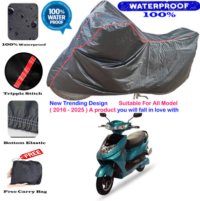 OliverX Waterproof Two Wheeler Cover for Okinawa(R30 electric scooter, Black, Red)