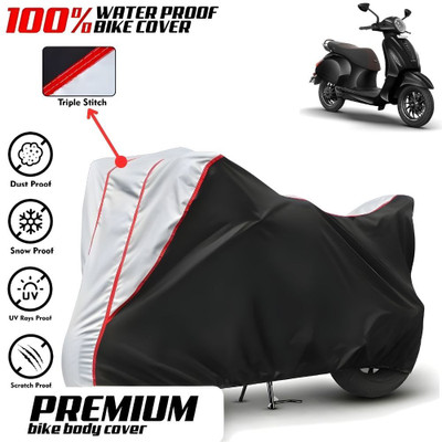 Mwiss Waterproof Two Wheeler Cover for Bajaj(Chetak, Black, Silver)