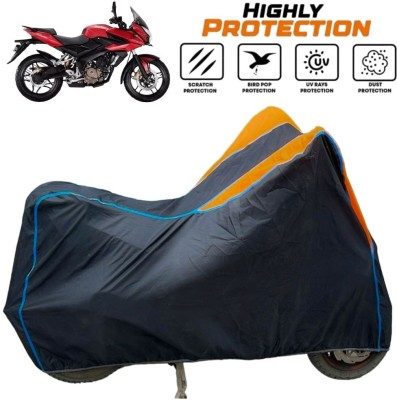 ZAQE Two Wheeler Cover for Bajaj(Pulsar AS 150, Black, Orange, Blue)