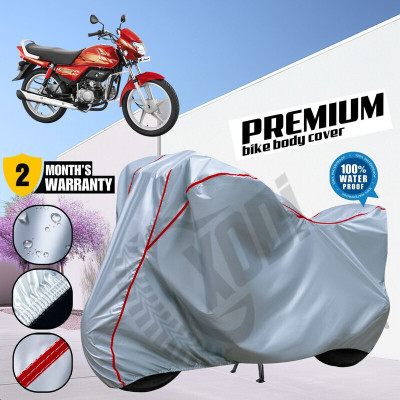 xodi Waterproof Two Wheeler Cover for Hero(HF Deluxe BS6, Silver, Red)
