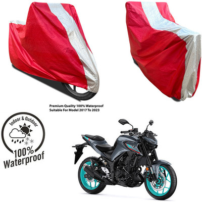 AutoGalaxy Waterproof Two Wheeler Cover for Yamaha(MT 15, Silver, Red)