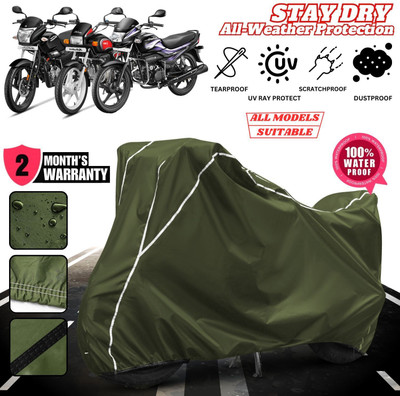 AUTOCAD Waterproof Two Wheeler Cover for Hero(Super Splendor, Green, White)