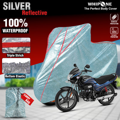 Whipone Waterproof Two Wheeler Cover for Hero(Passion Plus, Silver)