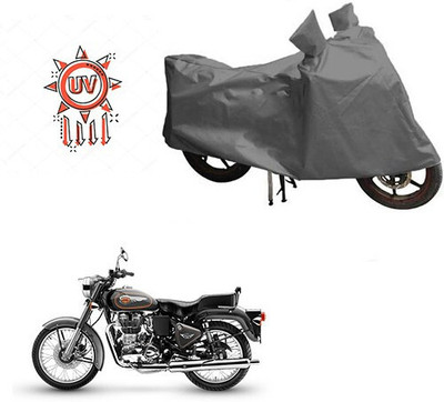 DeepShakshi AUTOMOTIVE Waterproof Two Wheeler Cover for Royal Enfield(Bullet 500, Grey)