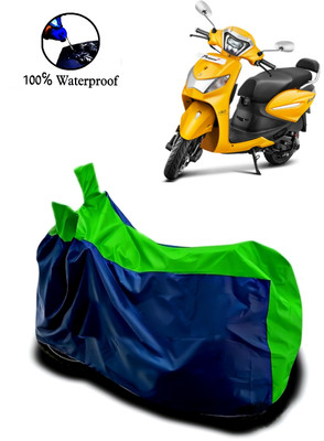 rakku Waterproof Two Wheeler Cover for Hero(Pleasure+ 110, Green, Blue)