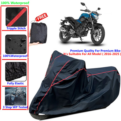 AutoCoverHub Waterproof Two Wheeler Cover for Yamaha(FZ16, Black)