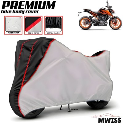 Mwiss Waterproof Two Wheeler Cover for KTM(200 Duke, Silver, Black)