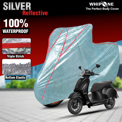 Whipone Waterproof Two Wheeler Cover for Bajaj(Chetak, Silver)