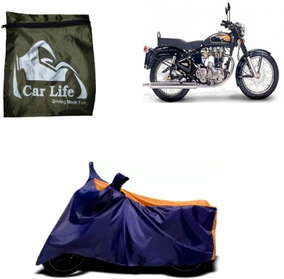 Car Life Two Wheeler Cover for Royal Enfield(Bullet 350 Twinspark, Orange, Blue)