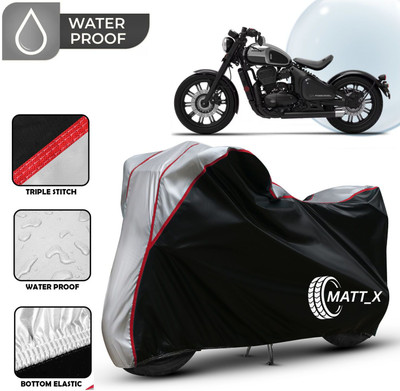 MATT_X Waterproof Two Wheeler Cover for JAWA(Bobber 350, Black, Silver)