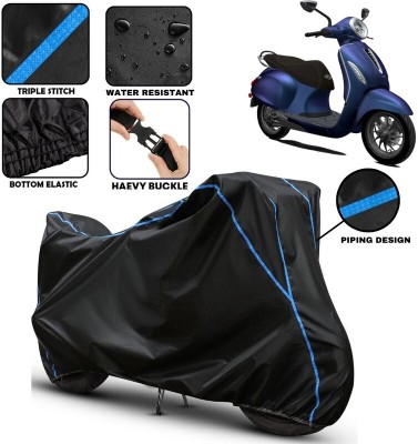 kerwa Waterproof Two Wheeler Cover for Bajaj(Chetak, Black, Blue)