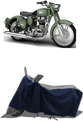 SUGASHRI Waterproof Two Wheeler Cover for Royal Enfield(Beat, Grey, Blue)